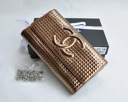 Replica Chanel 20323 Grid pattern CC Logo Bronze Wallet